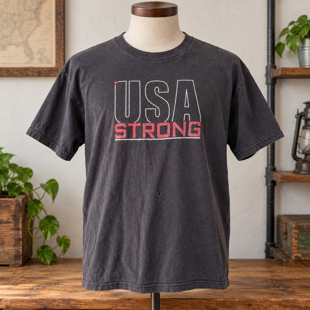 Bayside USA Strong Graphic T-Shirt Mens Large Black Heavy Weight Cotton USA Made